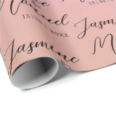 Couple Names Pink Cadeau Mariage papier (Coin rond)