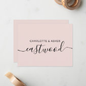 Couple Nom Dusty Mariage rose Carte de note (Devant/Arrière en situation)