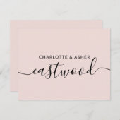 Couple Nom Dusty Mariage rose Carte de note (Devant / Derrière)