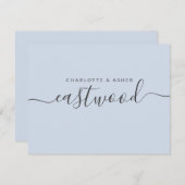 Couple Nom noir sur la carte de note bleue (Devant / Derrière)