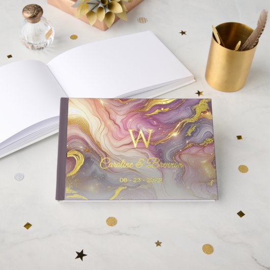 Couple Noms Établi Date Année Or (Recto ouvert)