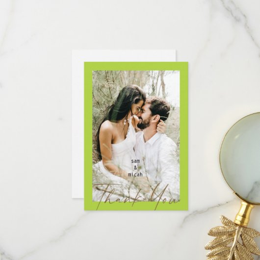 Couple Photo Chartreuse Mariage Blank Merci (Devant/Arrière en situation)