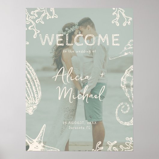 Couple photo coastal wedding welcome  poster (Voorkant)