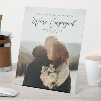Couple Photo Engagement Party Welcome Acrylic Reclamebord Met Voetstuk