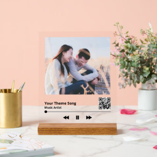 Couple Photo Plaque de musique QR Code