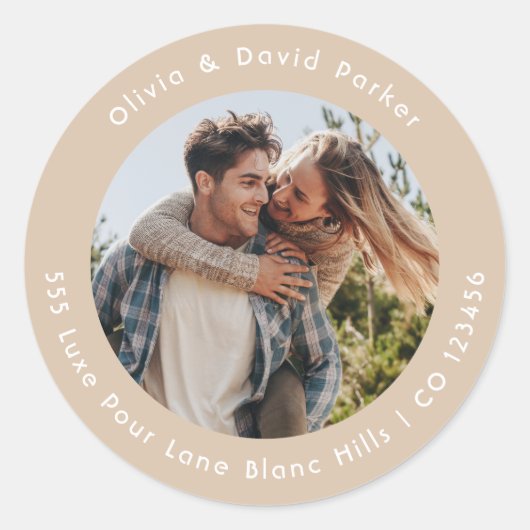 Couple Photo  Return Address Classic Round Sticker (Devant)