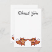 Couple Red Fox de Woodland Merci Cartes de notes (Devant / Derrière)