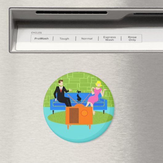 Couple rétro avec aimant de chat (In Situ (Lave-vaisselle))