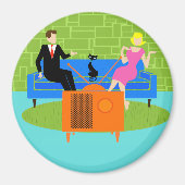 Couple rétro avec aimant de chat (Devant)