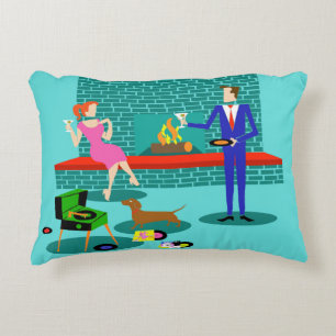 Couple rétro avec Coussin d'accent de chien