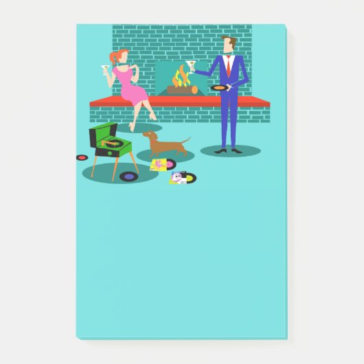 Couple rétro avec des notes post-it de chien (Devant)