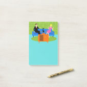 Couple rétro avec notes post-it de chat (Sur un bureau)