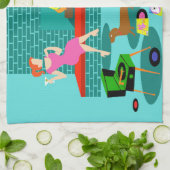 Couple rétro avec serviette de cuisine pour chien (Plié)