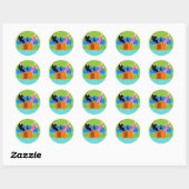 Couple rétro avec Stickers chat (Feuille)