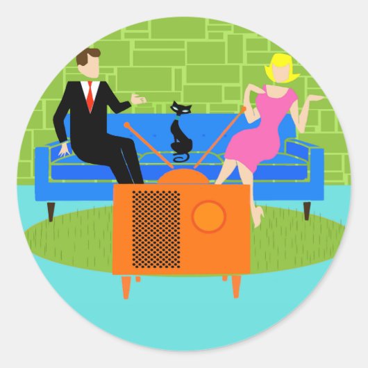 Couple rétro avec Stickers chat (Devant)