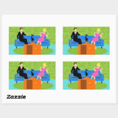 Couple rétro avec Stickers chat (Feuille)