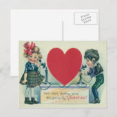 Couple rétro vintage sur le téléphone Carte Saint  (Devant / Derrière)