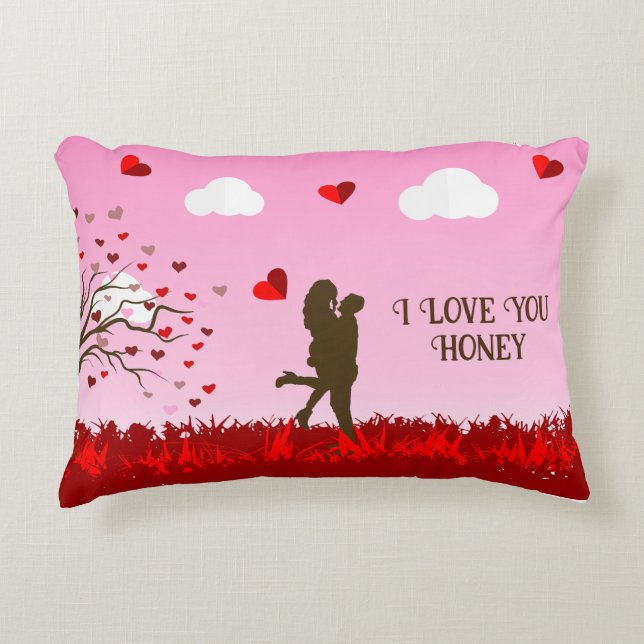couple romantique coussin rose (Devant)