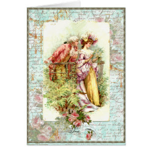 Couple romantique de régence Vintage avec Roses