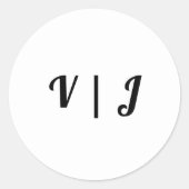 Couple’s Initials on Black and White Small Ronde Sticker (Voorkant)