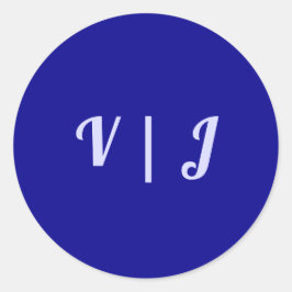Couple’s Initials on Dark Blue Small Round Sticker