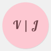 Couple’s Initials on Pink Small Round Sticker (Voorkant)