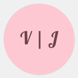 Couple’s Initials on Pink Small Round Sticker