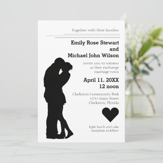 Couple Silhouette moderne - Faire-part de mariage (Debout devant)