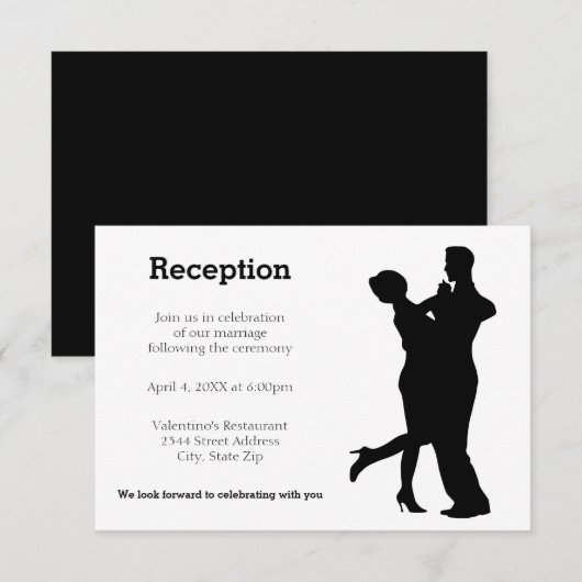 Couple Silhouette Moderne - Invitation de Réceptio (Devant / Derrière)