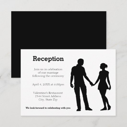 Couple Silhouette Moderne - Invitation de Réceptio (Devant / Derrière)
