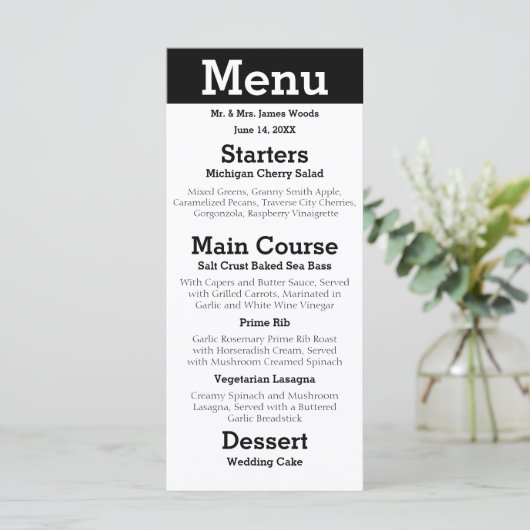 Couple Silhouette Moderne - Menu Réception (Debout devant)