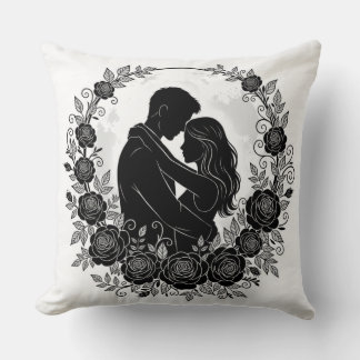 Couple Silhouette Romantique Oreiller Couronne de