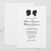 Couple Silhouette Wedding Invitation - Douane Made Kaart (Voorkant / Achterkant)