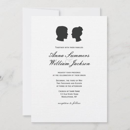 Couple Silhouette Wedding Invitation - Douane Made Kaart (Voorkant)