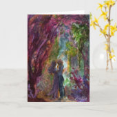 "Couple sous un arbre violet". Carte de vœux (Fleur jaune)