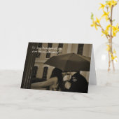 Couple sous un parapluie - Carte d'anniversaire du (Fleur jaune)