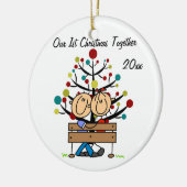 Couple sur banc Ornement de vacances personnalisé (Gauche)