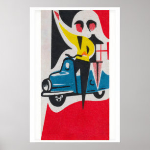 Couple sur impression de boîte d'allumettes Vespa
