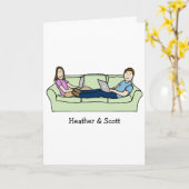 Couple sur ordinateur portable - carte de dessin a (Fleur jaune)