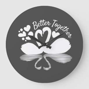 Couple Swan Silhouette Reflection in water Grote Klok