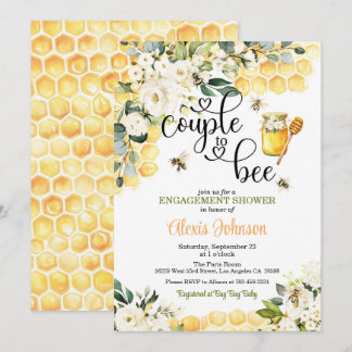 Couple to Bee Engagement Shower Invitation Kaart