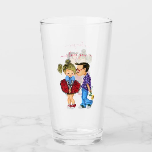 Couple Verre avec Texte - Je t'aime (Devant)
