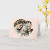 Couple vintage Avec Carte De Voeux Chat Blanc (Fleur jaune)