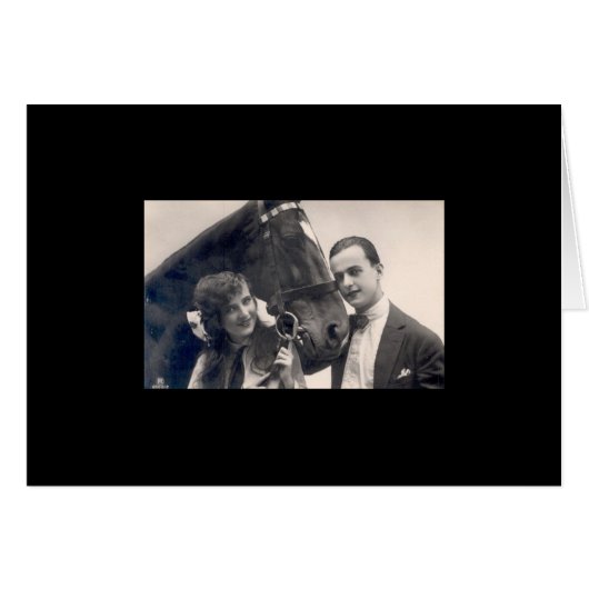 Couple vintage et cheval (Devant horizontal)