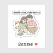 Couple with Pet – Small Talks Soft Hearts Design, Sticker (Vel)