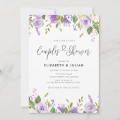 couples à fleurs violettes invitation à la douche (Devant)
