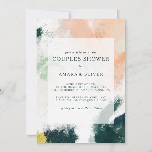 Couples Abstraits colorés Invitation douche (Devant)
