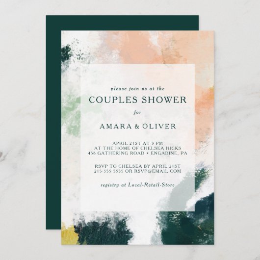 Couples Abstraits colorés Invitation douche (Devant / Derrière)