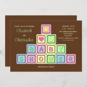 Couples Baby shower de lit Invitation Blocs bébé (Devant / Derrière)