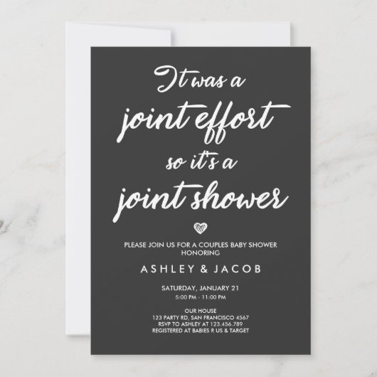 Couples Baby shower invitation Coed Douche Joint (Devant)